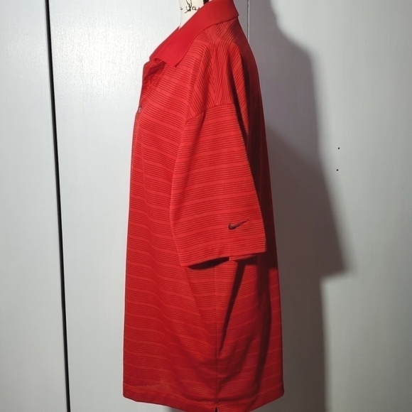Nike- Mens Nike Golf Dri-fit Red/Black Stripe Button Polo Sz. XL - Picture 2 of 6